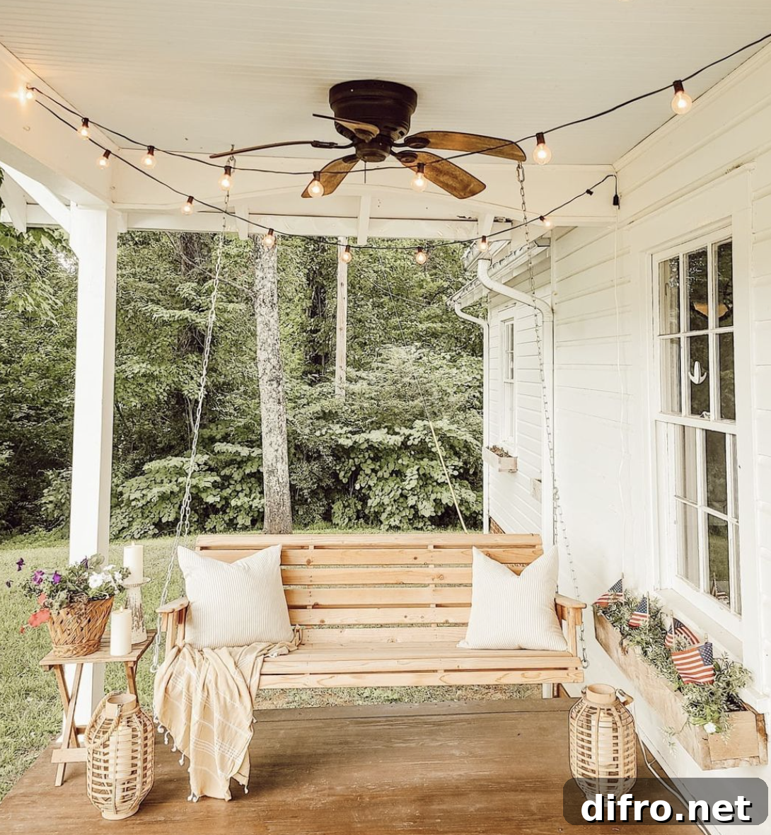 hanging light wood porch patio swing bench with hanging lights ceiling fan white porch