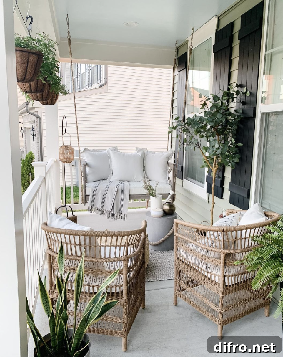 hanging bench seat swing porch patio wicker arm chairs