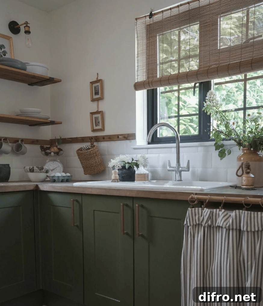 Bamboo shades in a kitchen