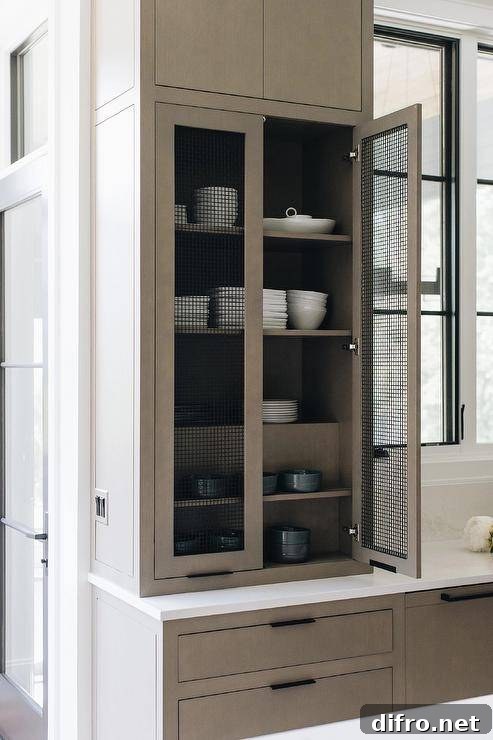 wire mesh black cabinets grey beige
