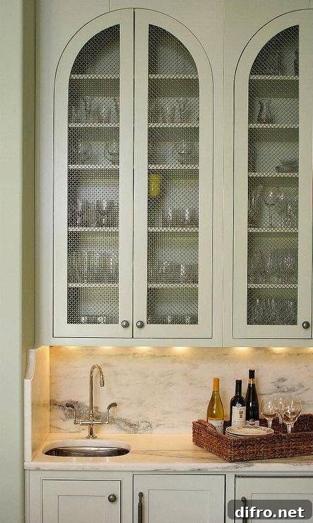 arch curved cabinet door wire mesh