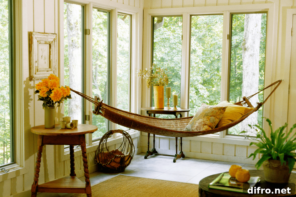 sunroom with hammock