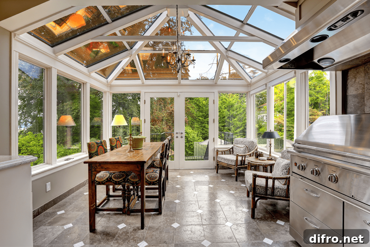 sunroom with table and chairs