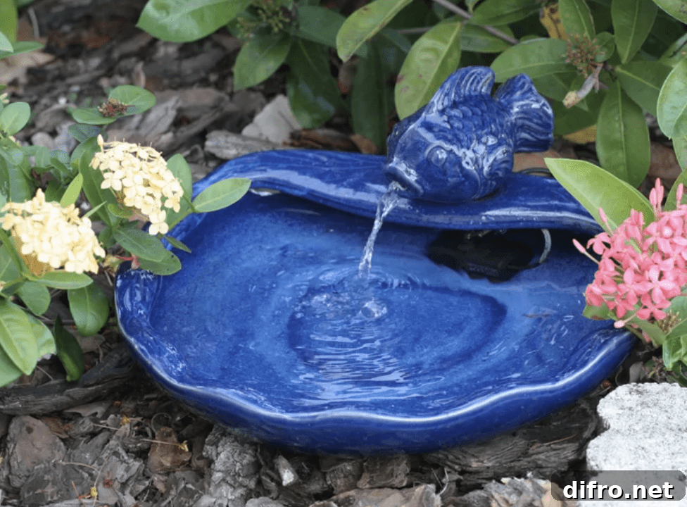 blue fish water fountain