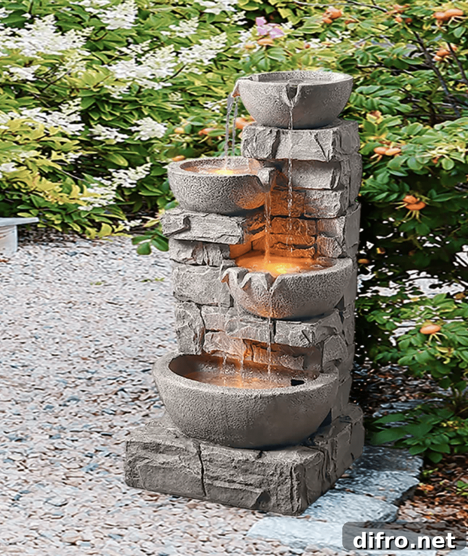 water fountain garden stone