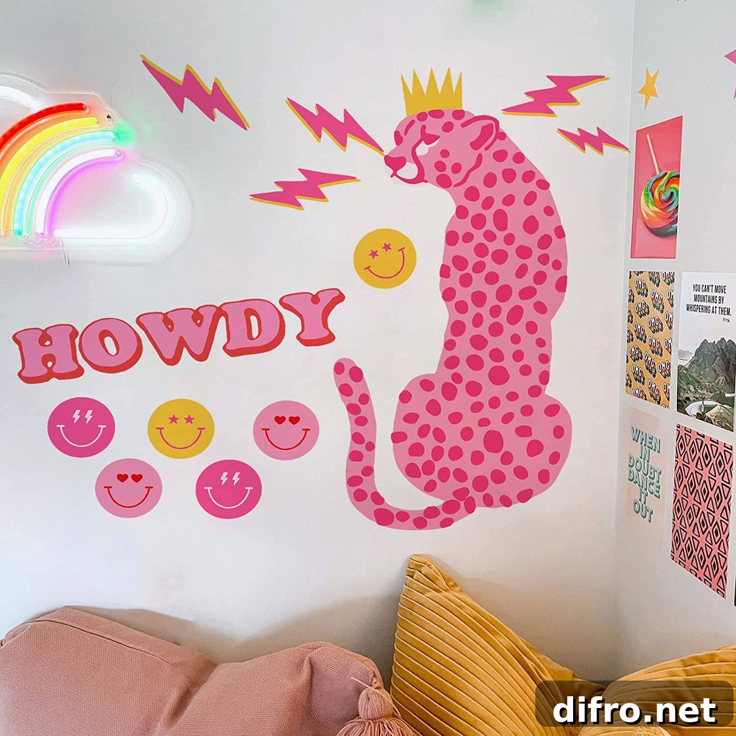 pink cheetah wall decals