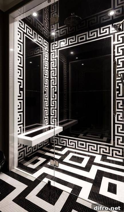 43 Walk-In Shower Ideas to Transform Your Bathroom 8 black and white tile walk in modern shower