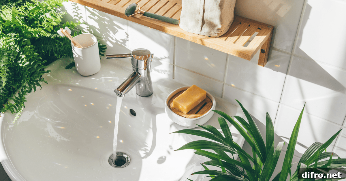 A bathroom with biophilic style