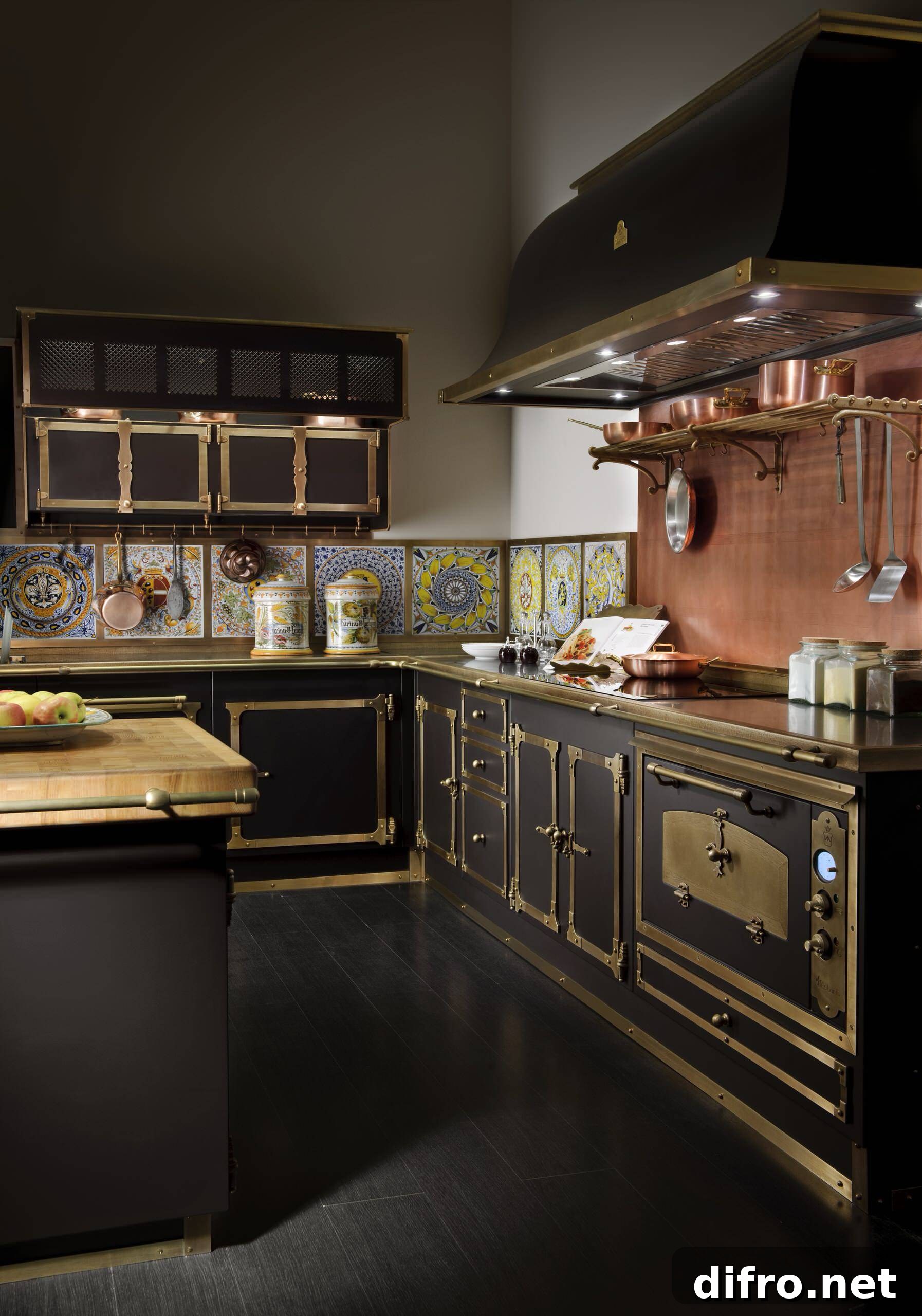 Kitchen with metallic finishes and vintage accents