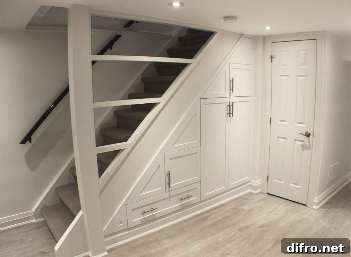 Built-in cupboards under the stairs