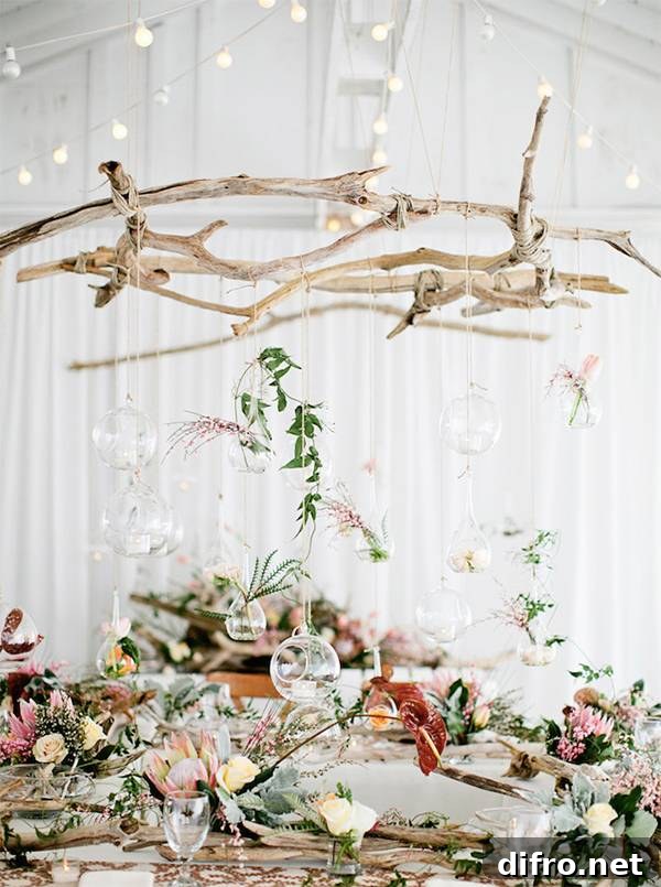 Hanging driftwood decor
