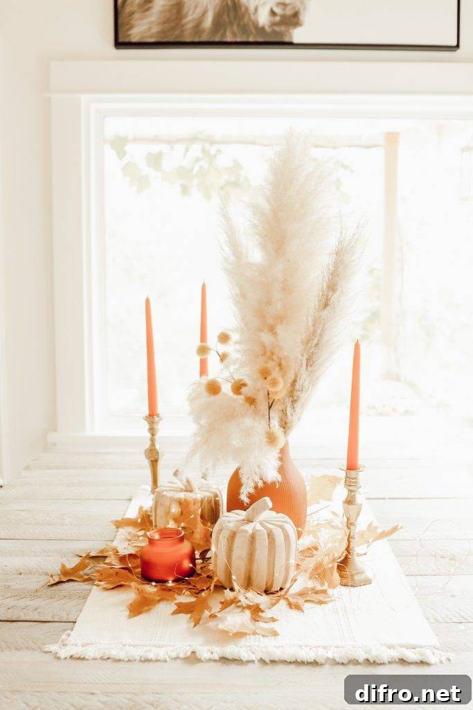Neutral seasonal decor with vases and lamps