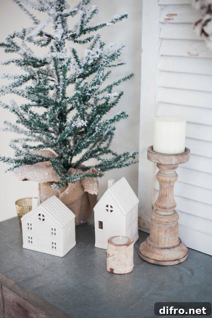 Neutral winter interior with wooden accents