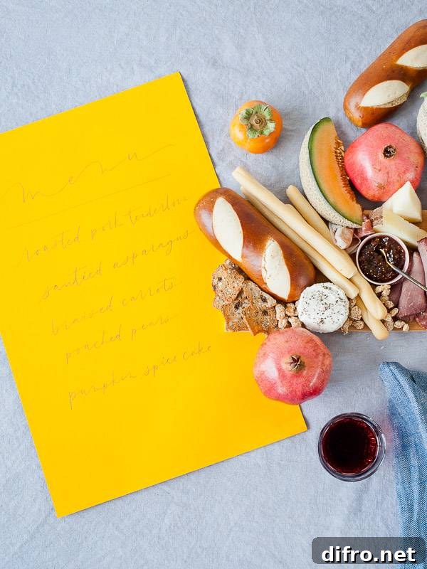 Handwritten place cards and a menu on a Thanksgiving table