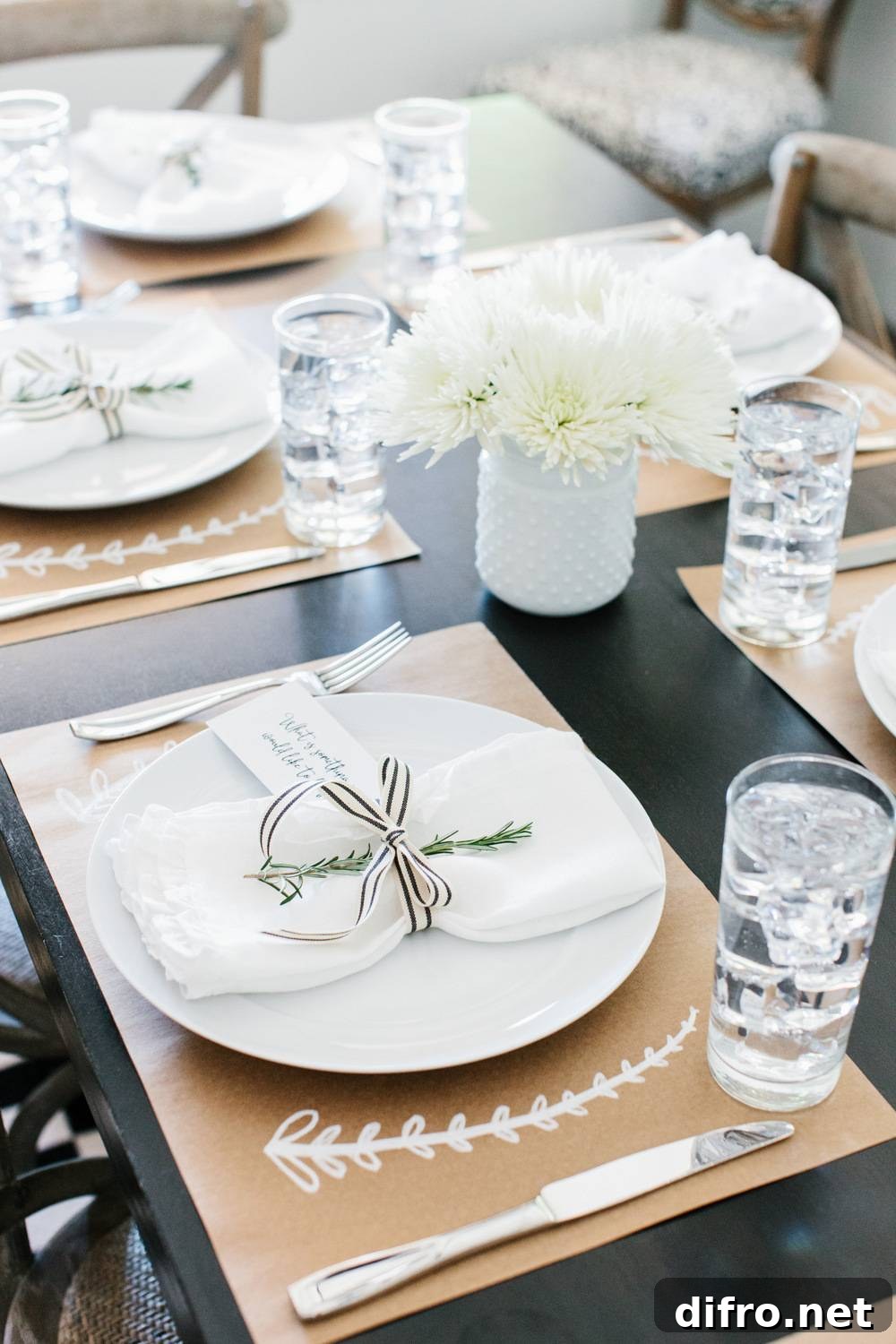 Printable placemats and cards on a Thanksgiving table