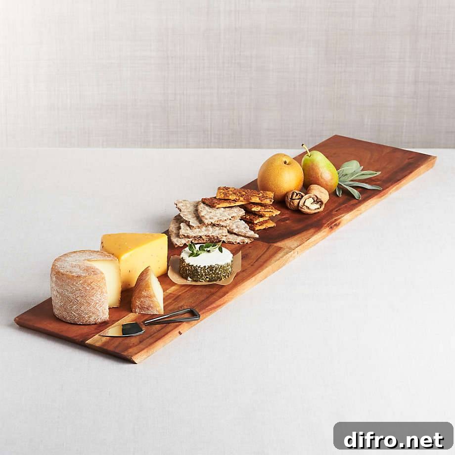 Carson acacia cheese board used as holiday centerpiece