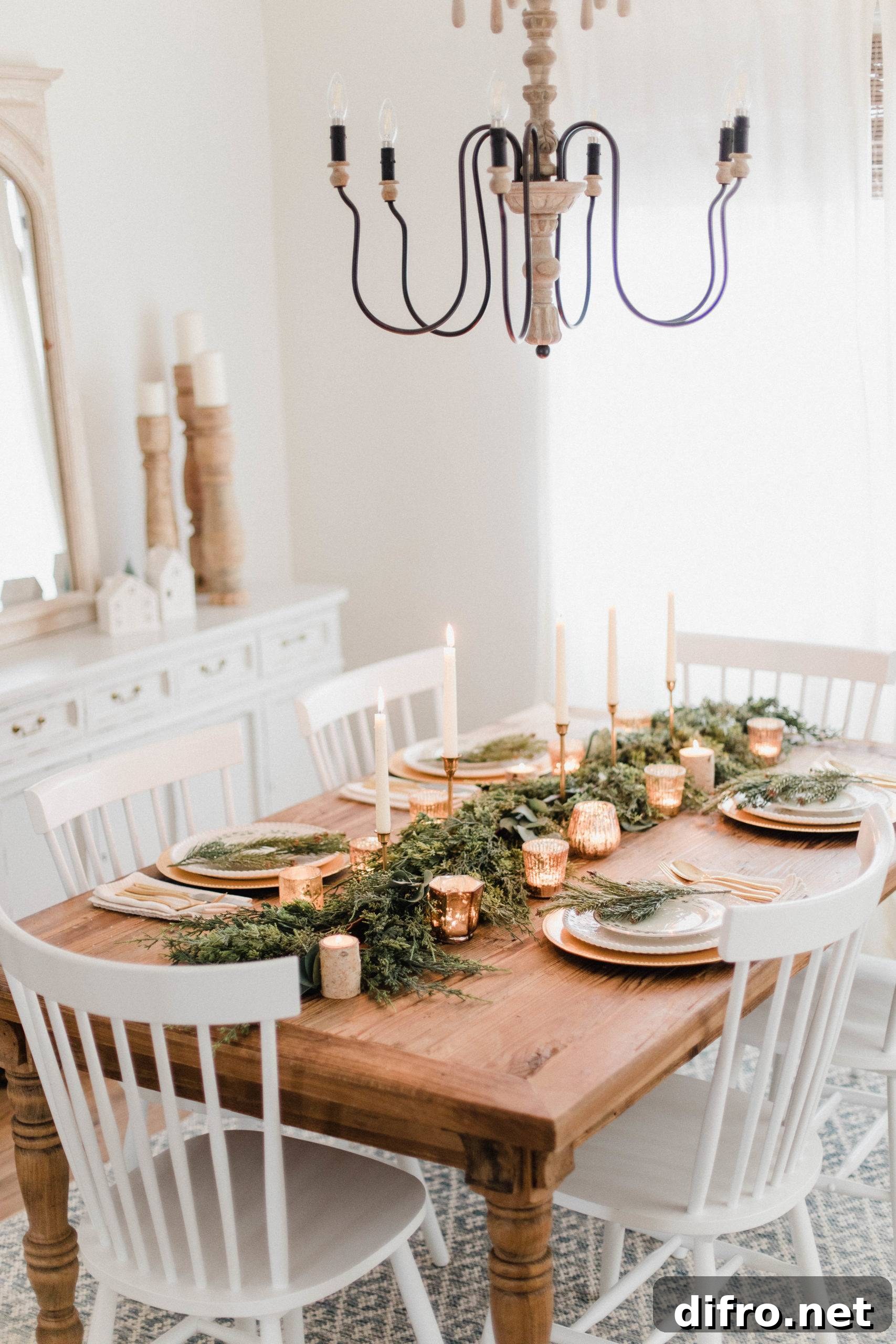 Candlelit holiday table with golden candlesticks
