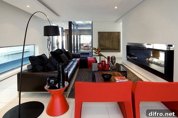 Secondary living area with layered textiles