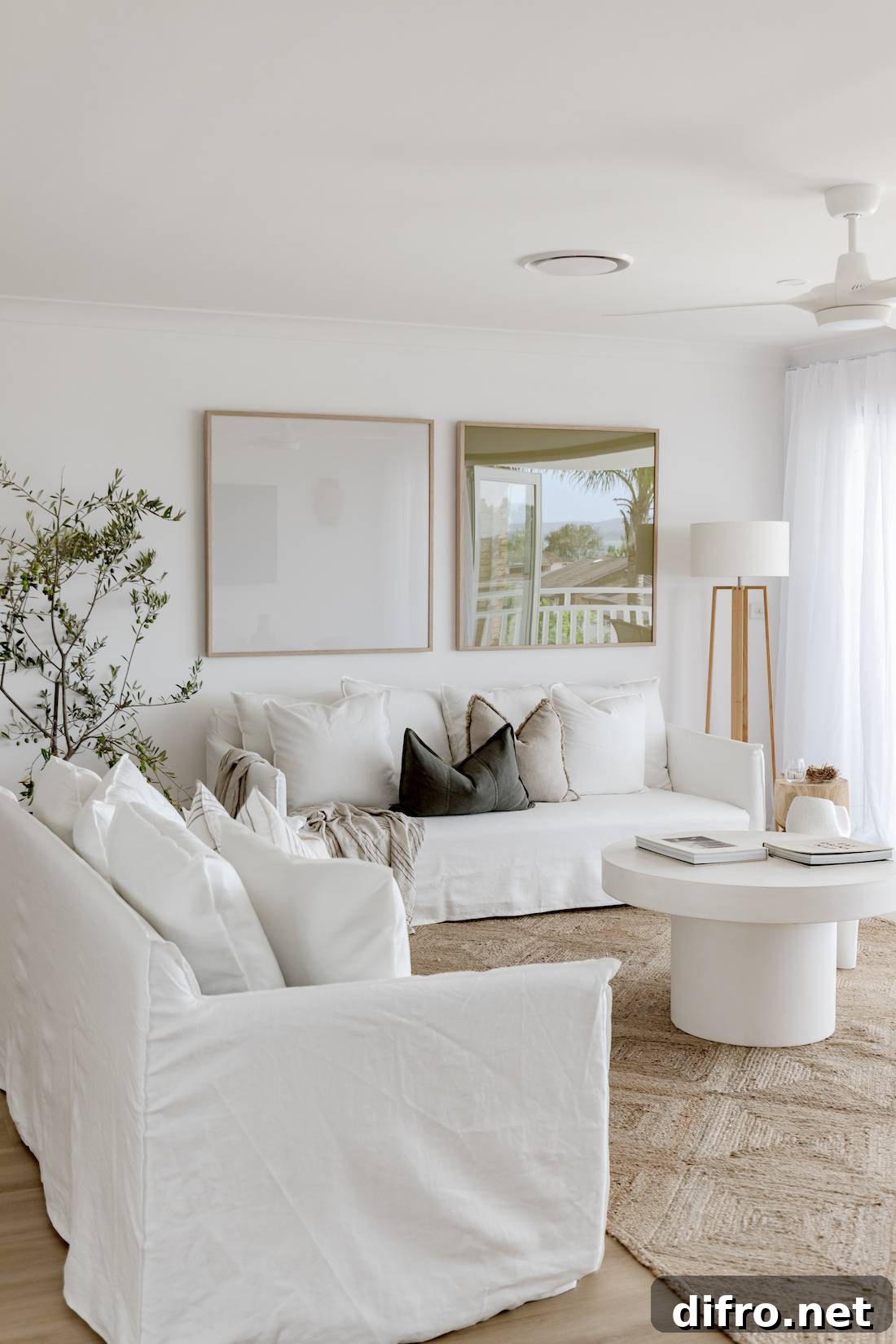 white sofa living room