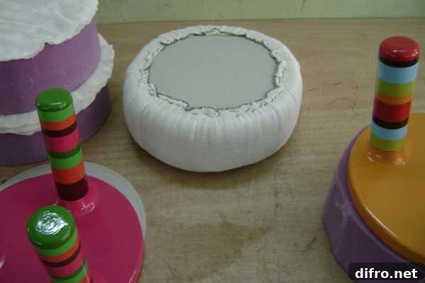 Detail of colorful stool legs