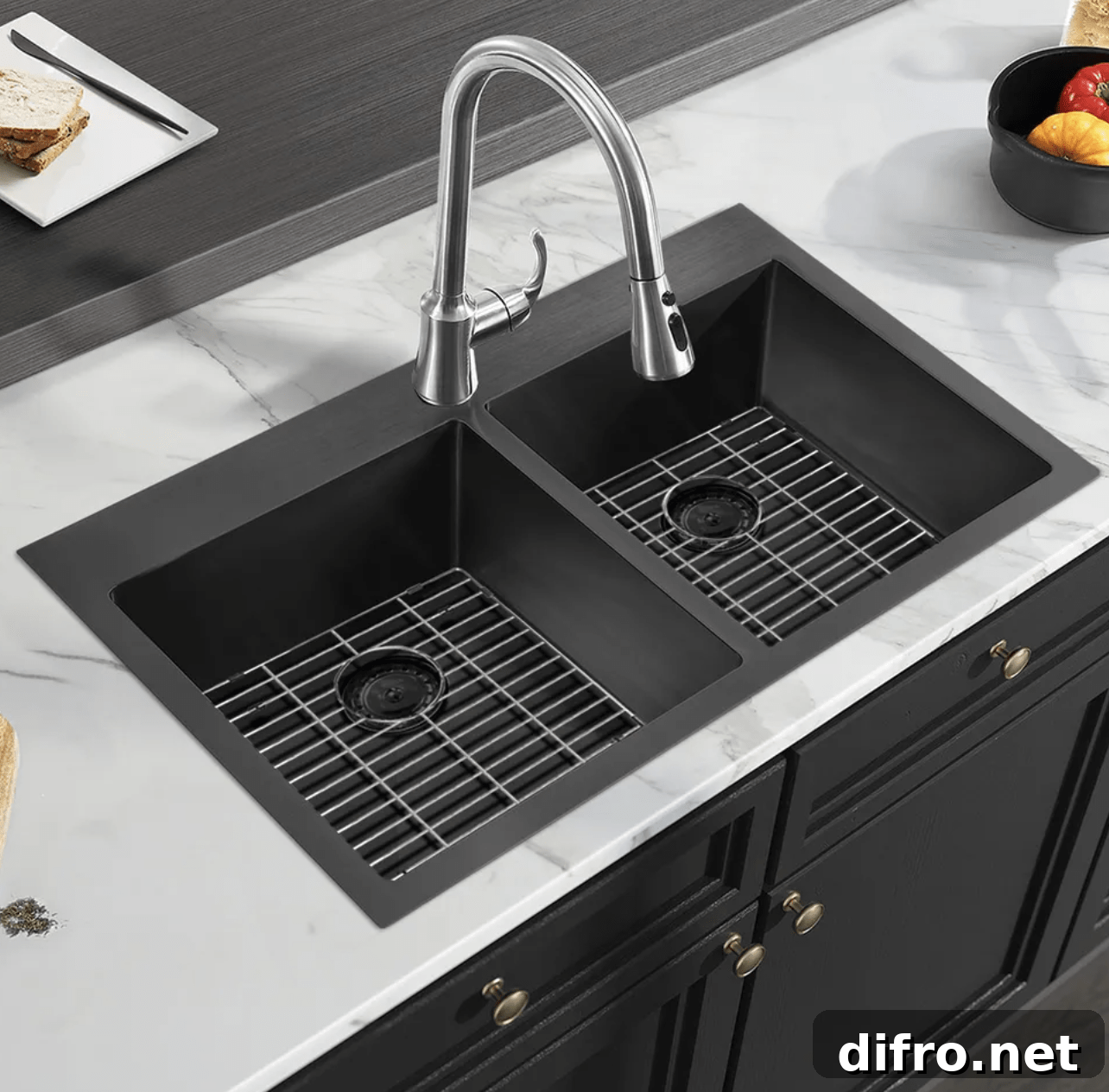 Double topmount black stainless steel kitchen sink