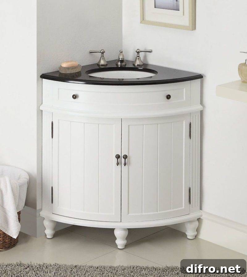 Rounded white vanity