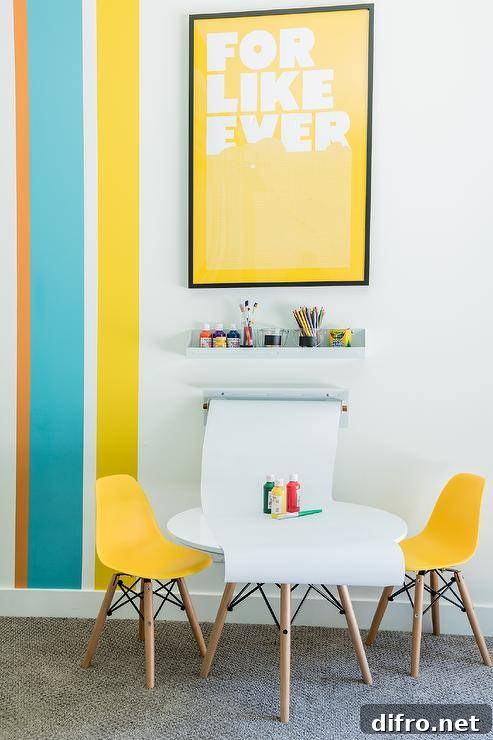 Playful room with yellow and teal accents