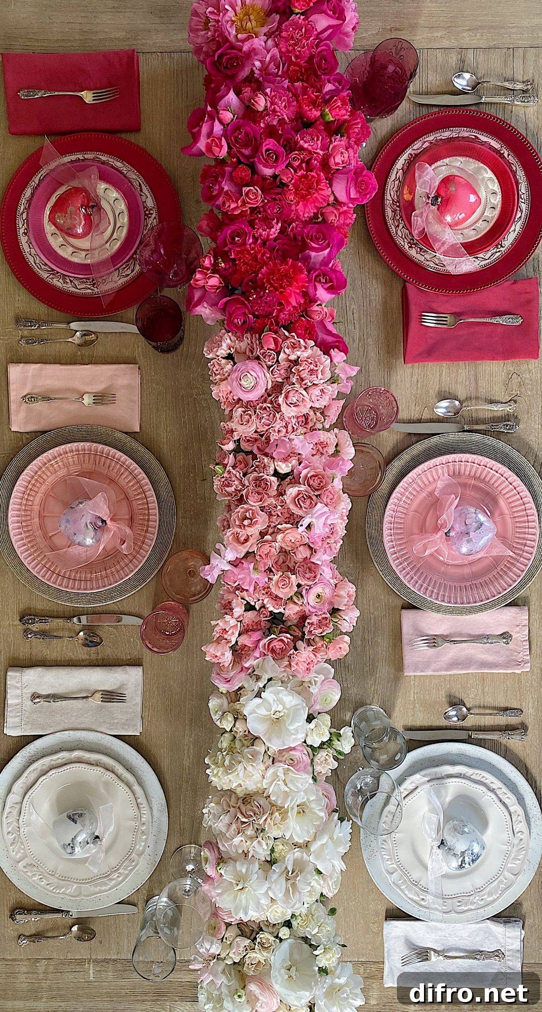 Ombre styled Valentine's table