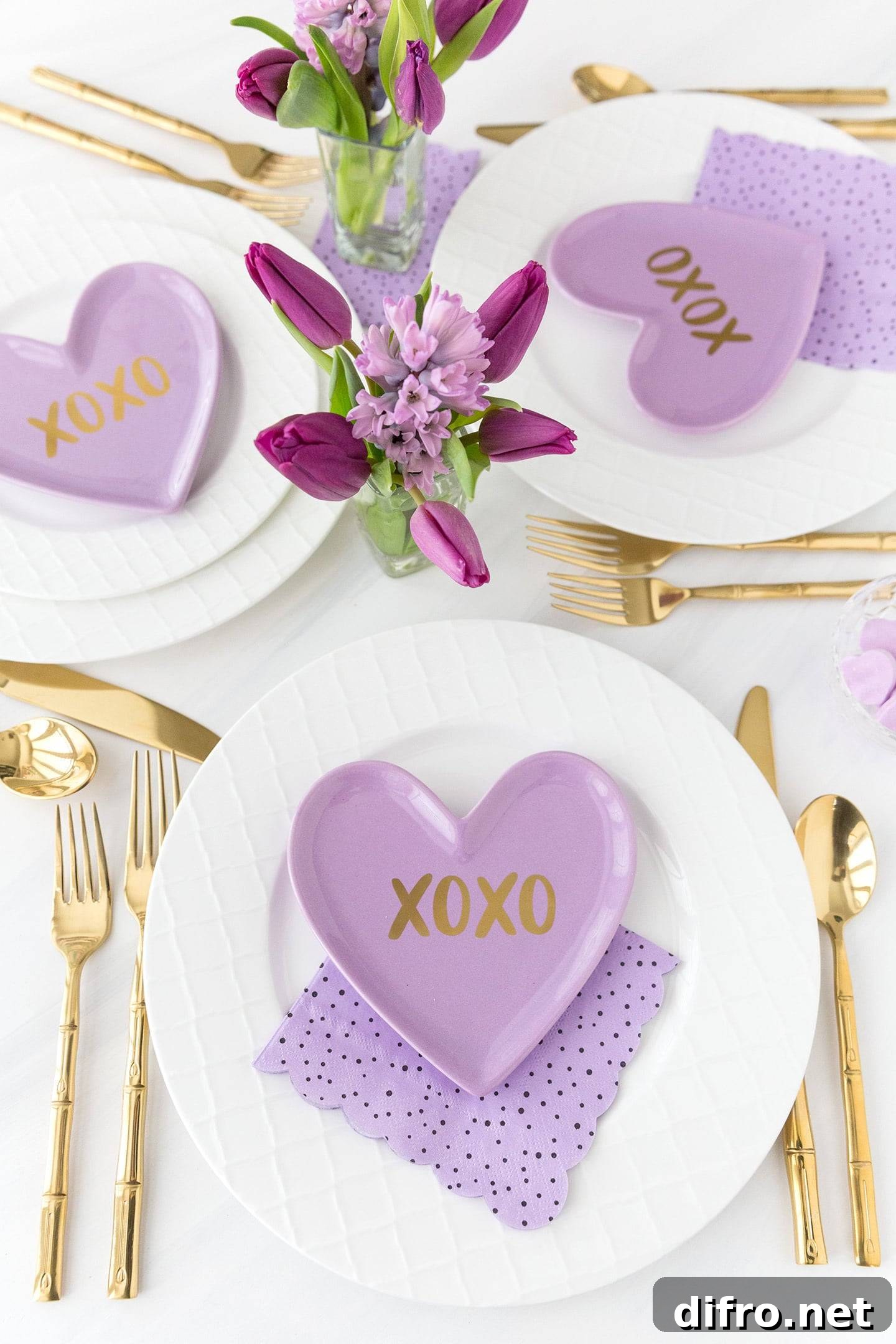 Purple Valentine's tablescape