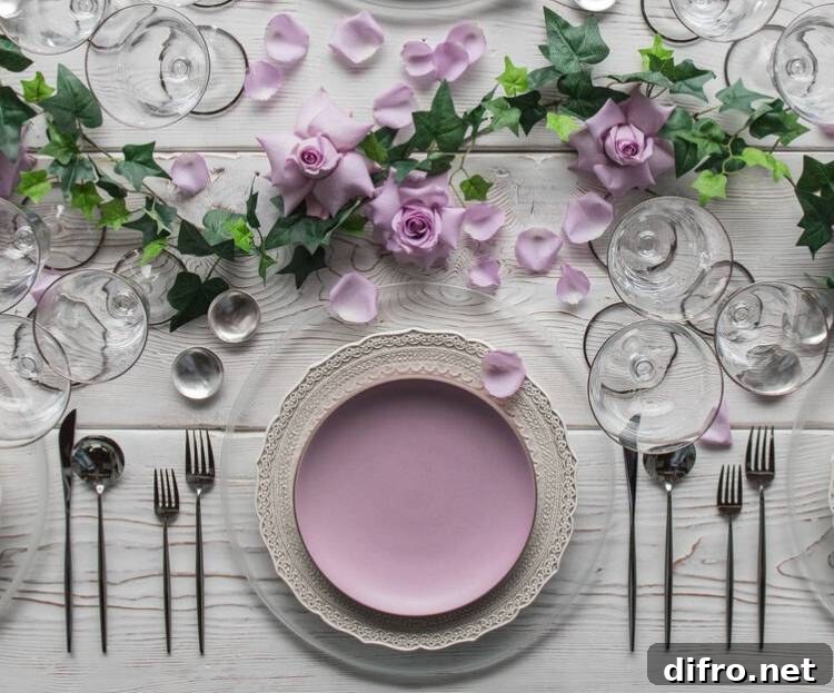 Lilac and lace tableware
