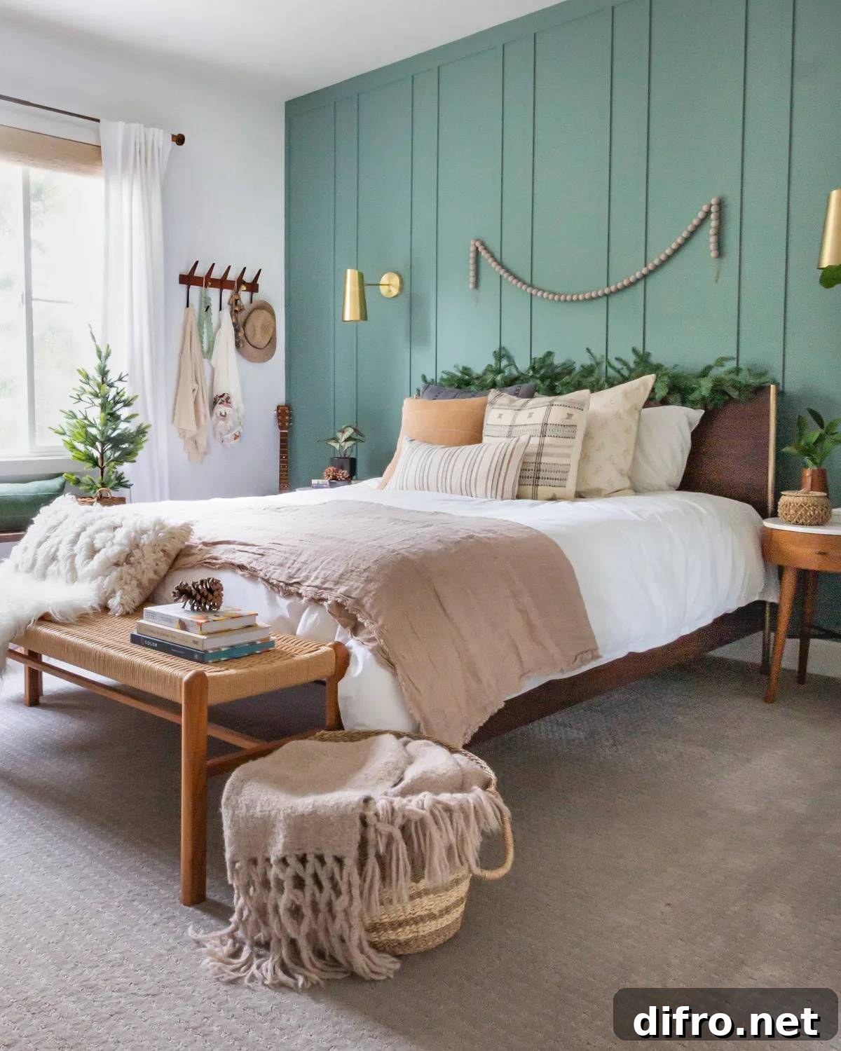 green wall bedroom
