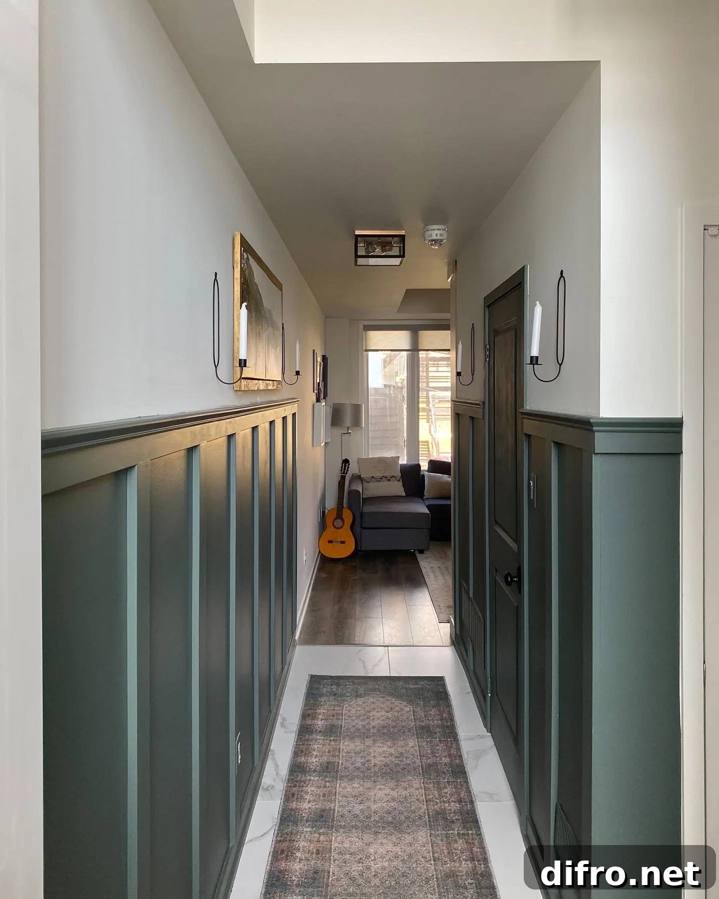 hallway green wall