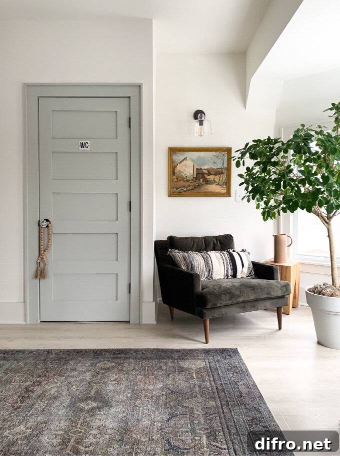 light gray trim and door
