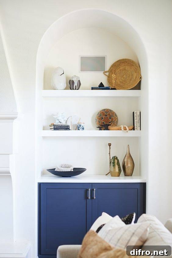 arched recessed shelf niche