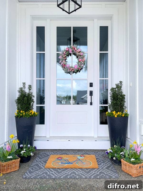 front porch decorated for spring