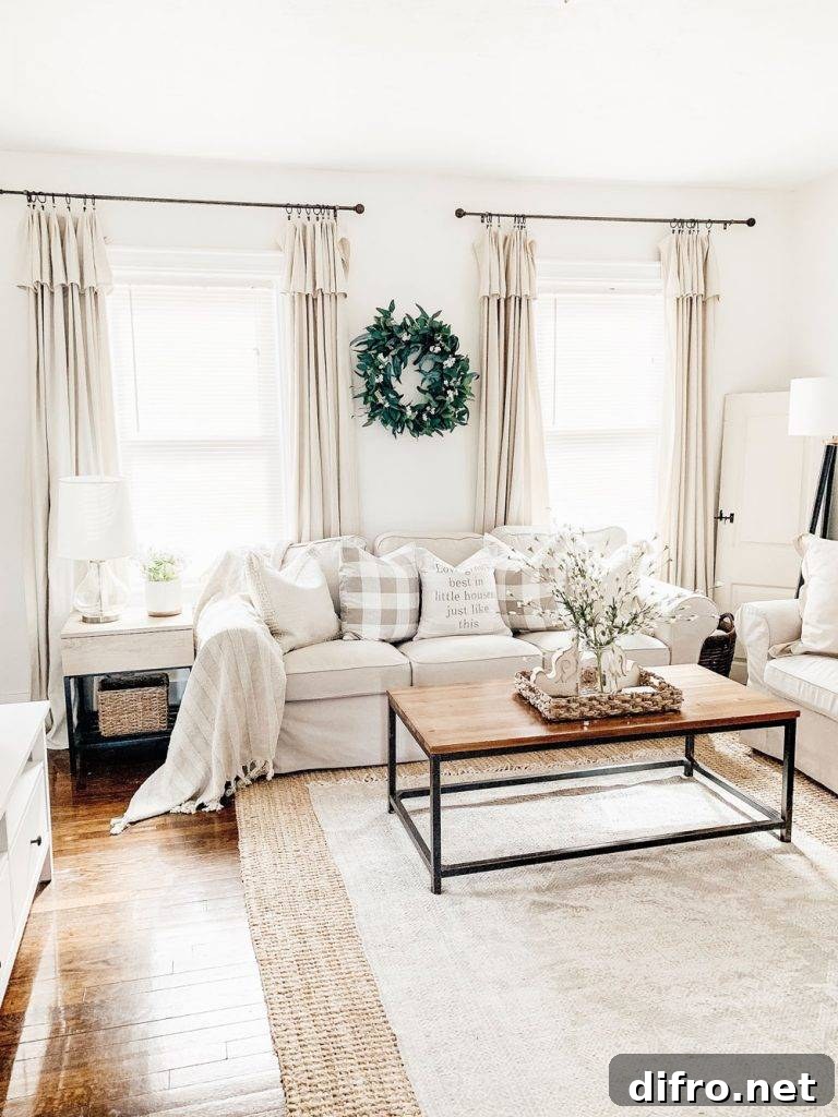 living room decorated for spring