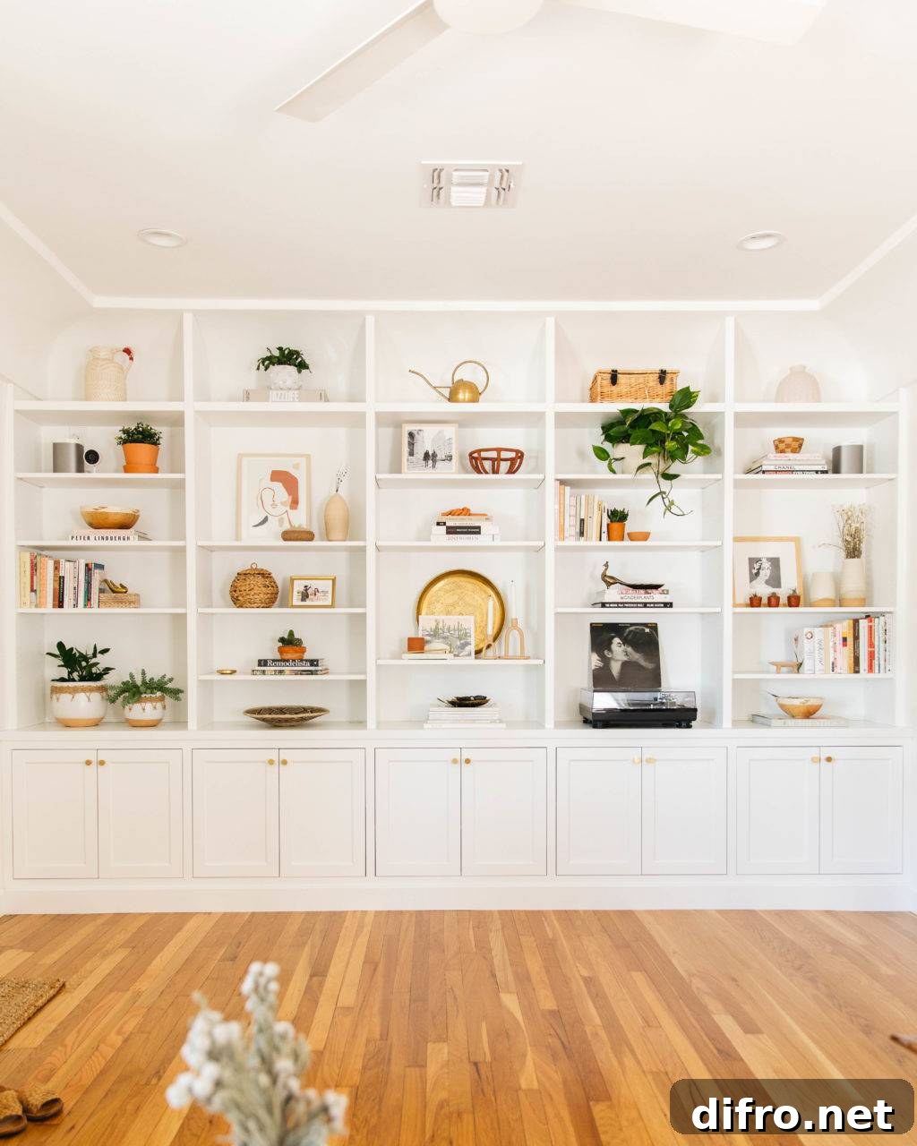 styled bookshelves