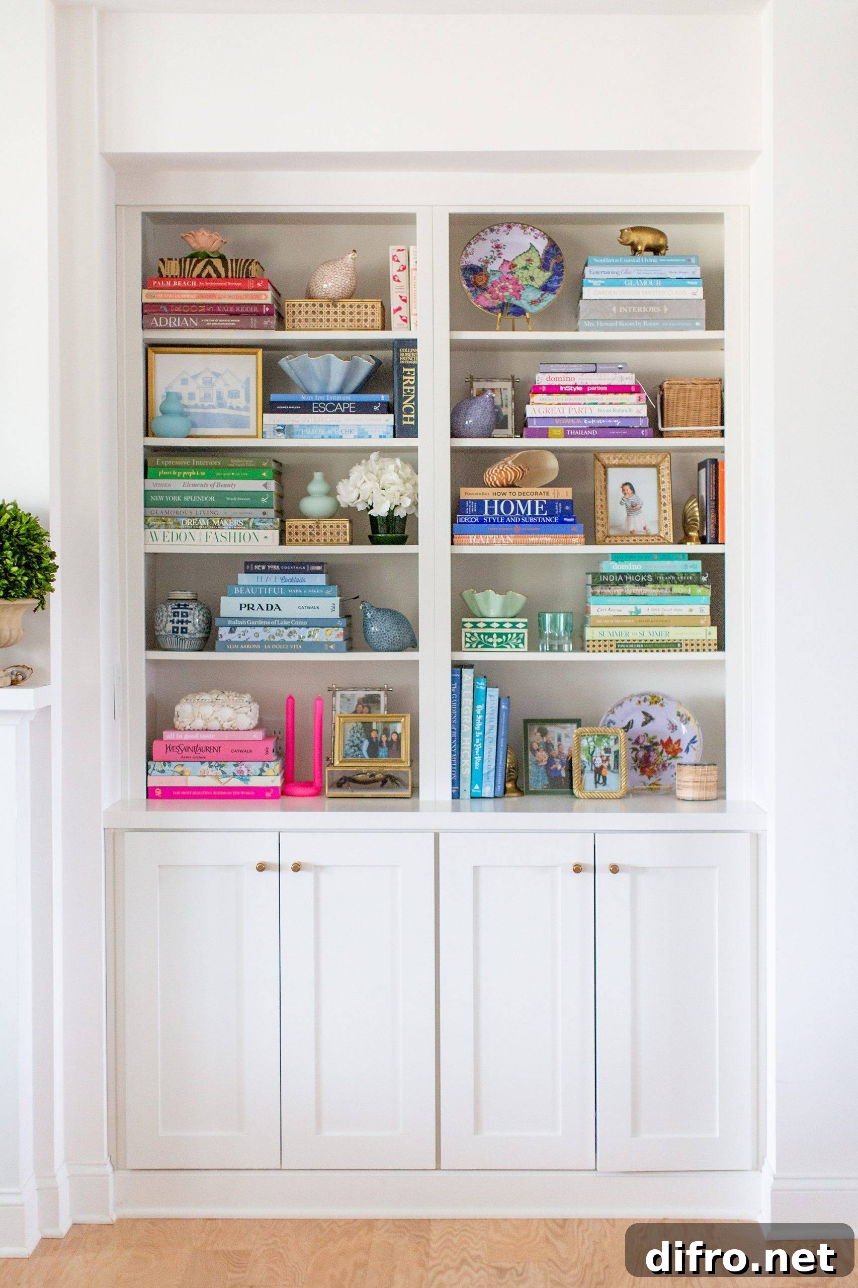 styled bookshelves