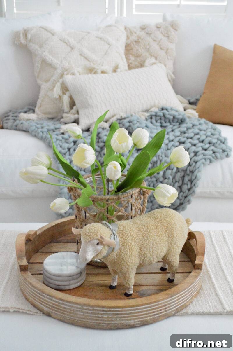 spring decor on coffee table