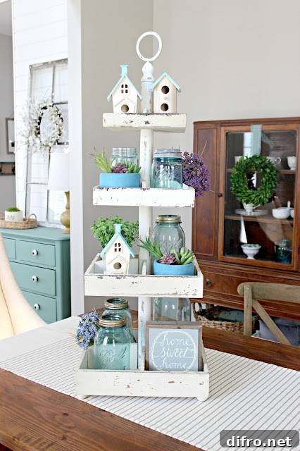 tiered tray spring decor