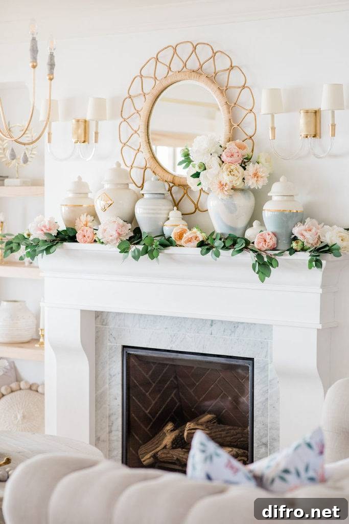 spring floral arrangements in living room