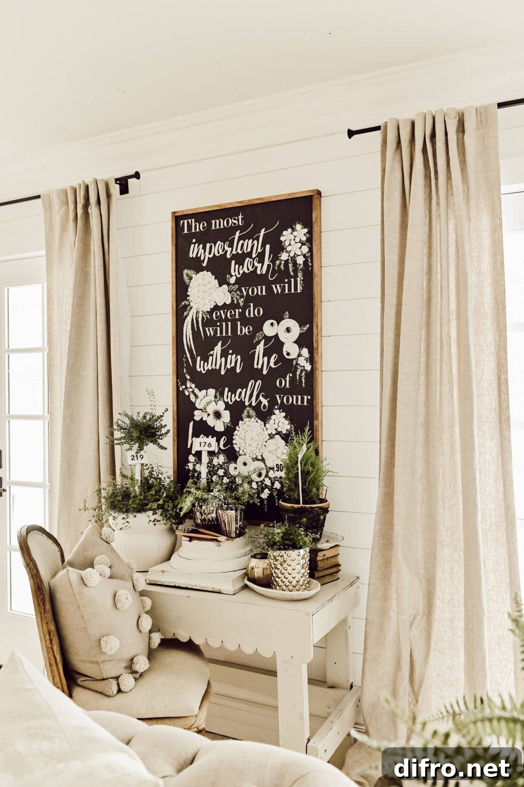 living room with spring accents