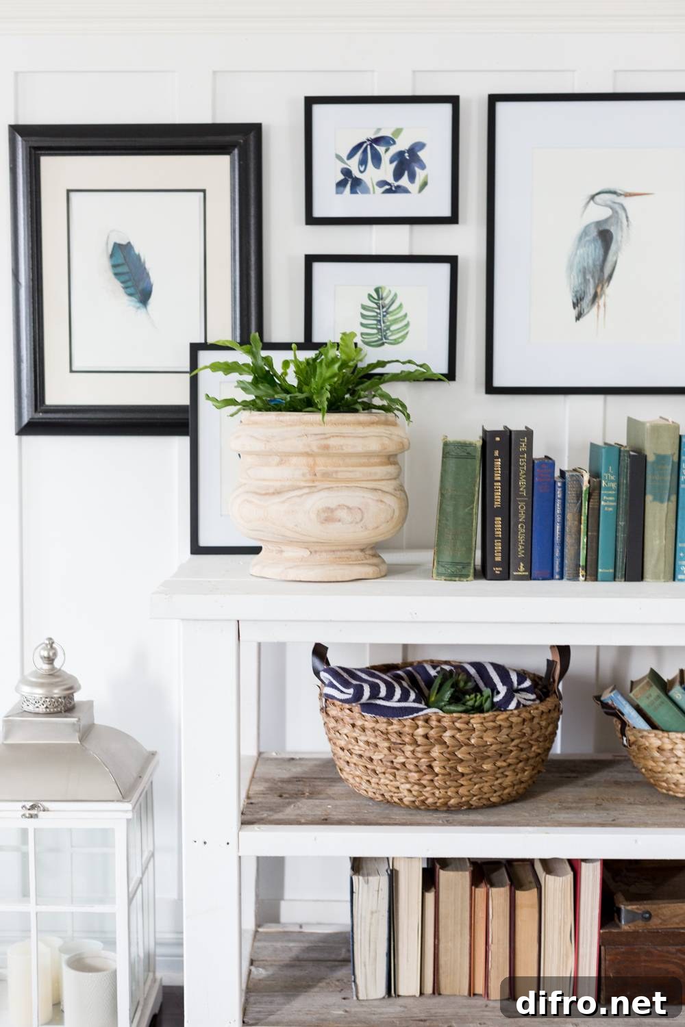 Indoor space with lush tropical plants and botanical decor
