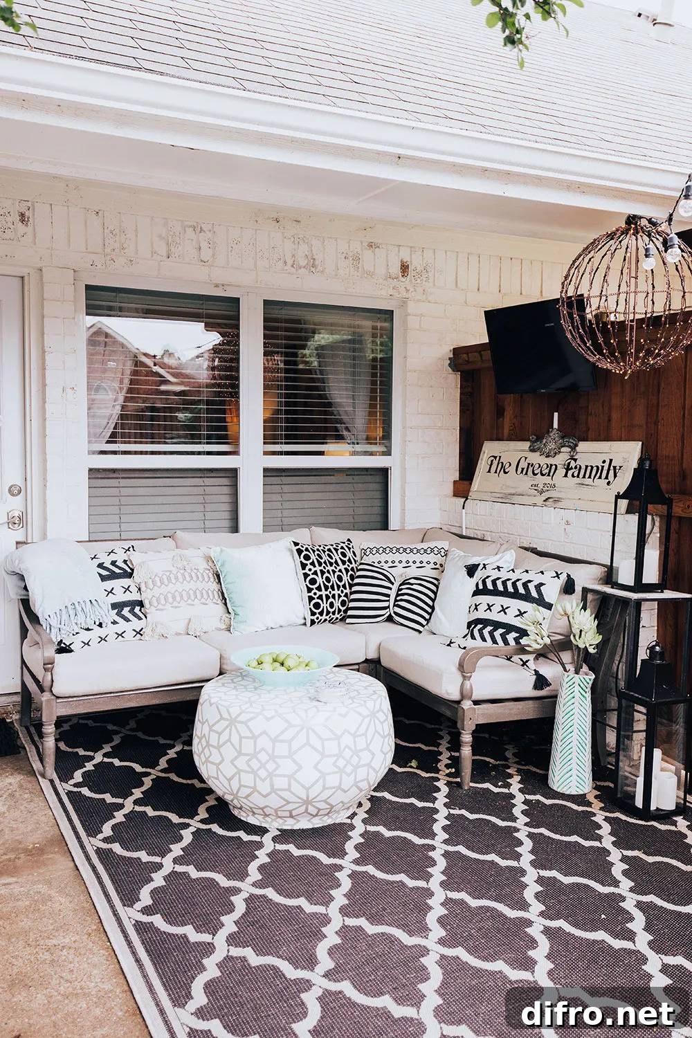 Cozy backyard patio with seating
