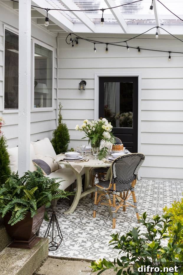 Patio reveal with layered decor