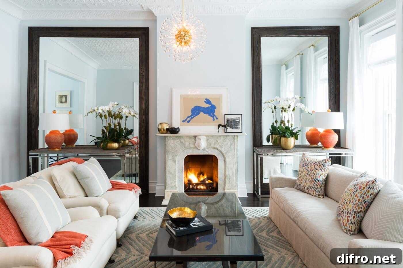 mirror wall decor in living room