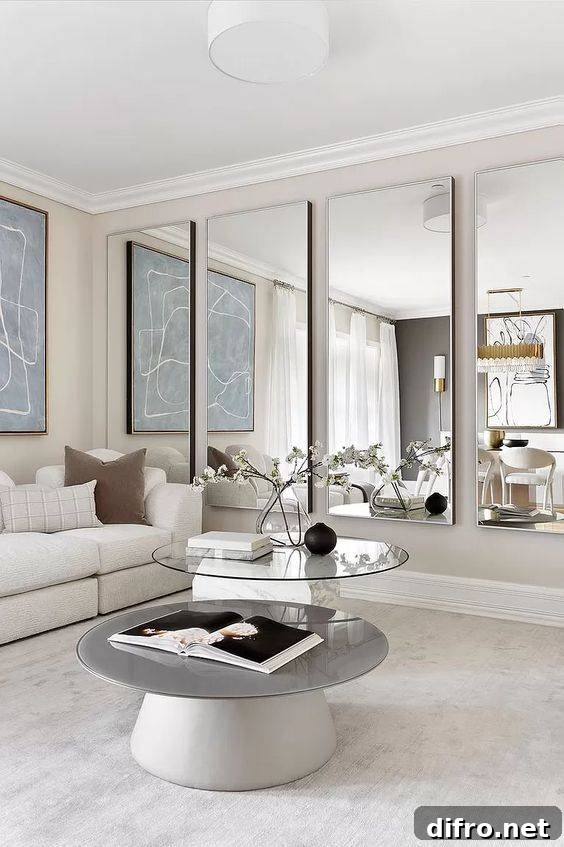 mirror wall decor in living room