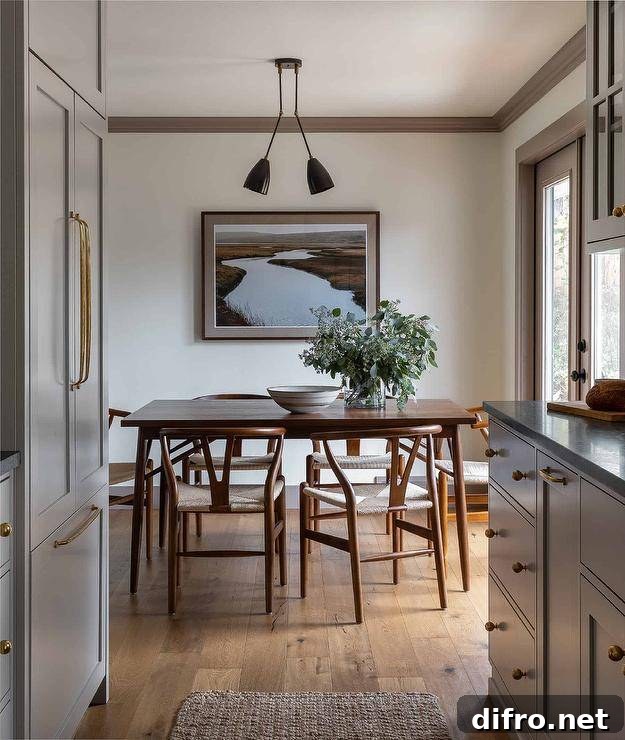 Mid-century dining table with vintage dining chairs