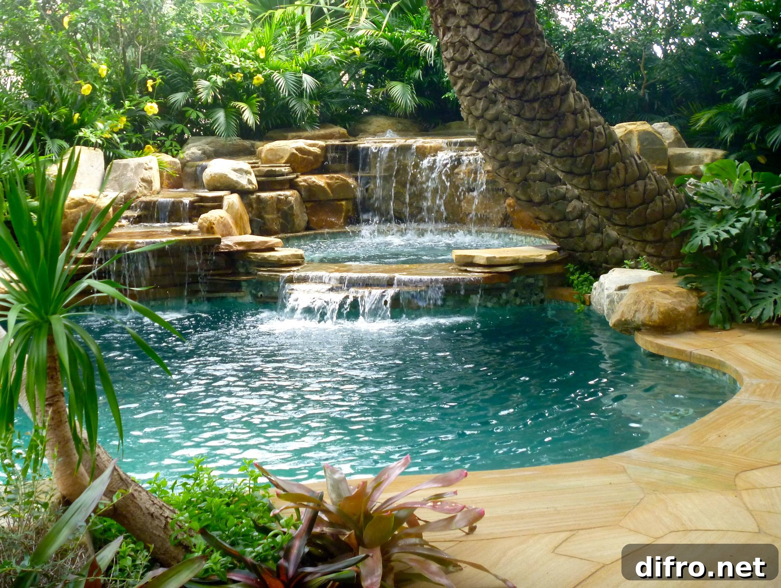 Pool set within lush landscaping for an immersive look