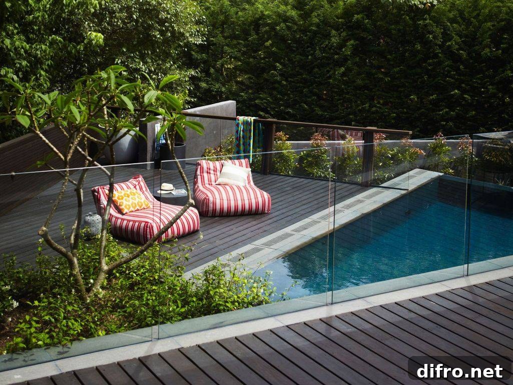 Geometric pool with clean lines and modern landscaping